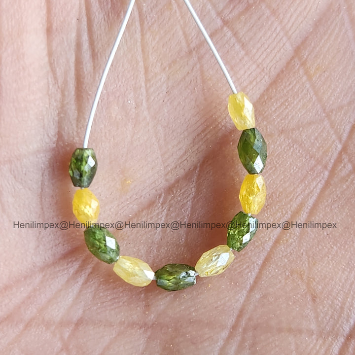 5.03 Ct 3.00-4.00 MM Natural Yellow Green Color Drums Loose Diamond Beads wt Drilled Hole for Necklace