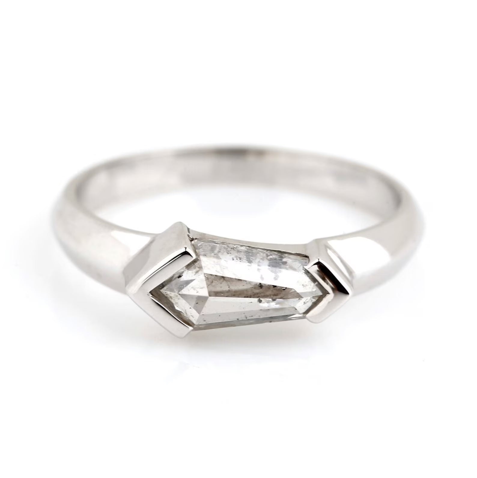 Salt and Pepper Diamond Ring, 14k Gold Engagement Ring, Natural Kite Gray Diamond Ring, Christmas Gift for Her