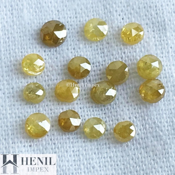 Yellow Rose Cut Diamond, 1.00 Ct 1.50-2.00 MM, Yellow Round Rose Cut Cabochon Loose Diamond
