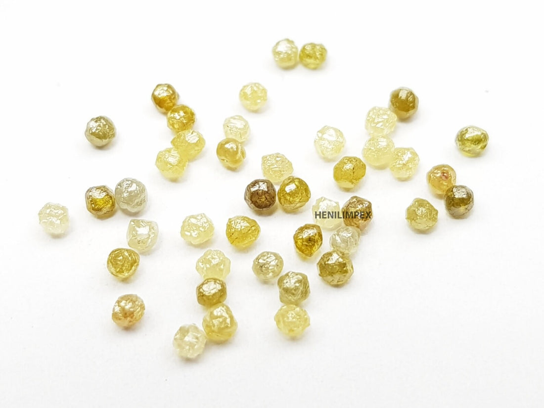 1.00 Ct 1.50-2.00 MM Natural Yellow Color Roundish Raw Rough Loose Diamond for Jewelry