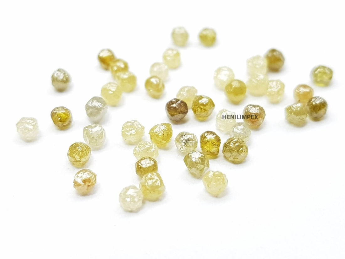 1.00 Ct 1.50-2.00 MM Natural Yellow Color Roundish Raw Rough Loose Diamond for Jewelry