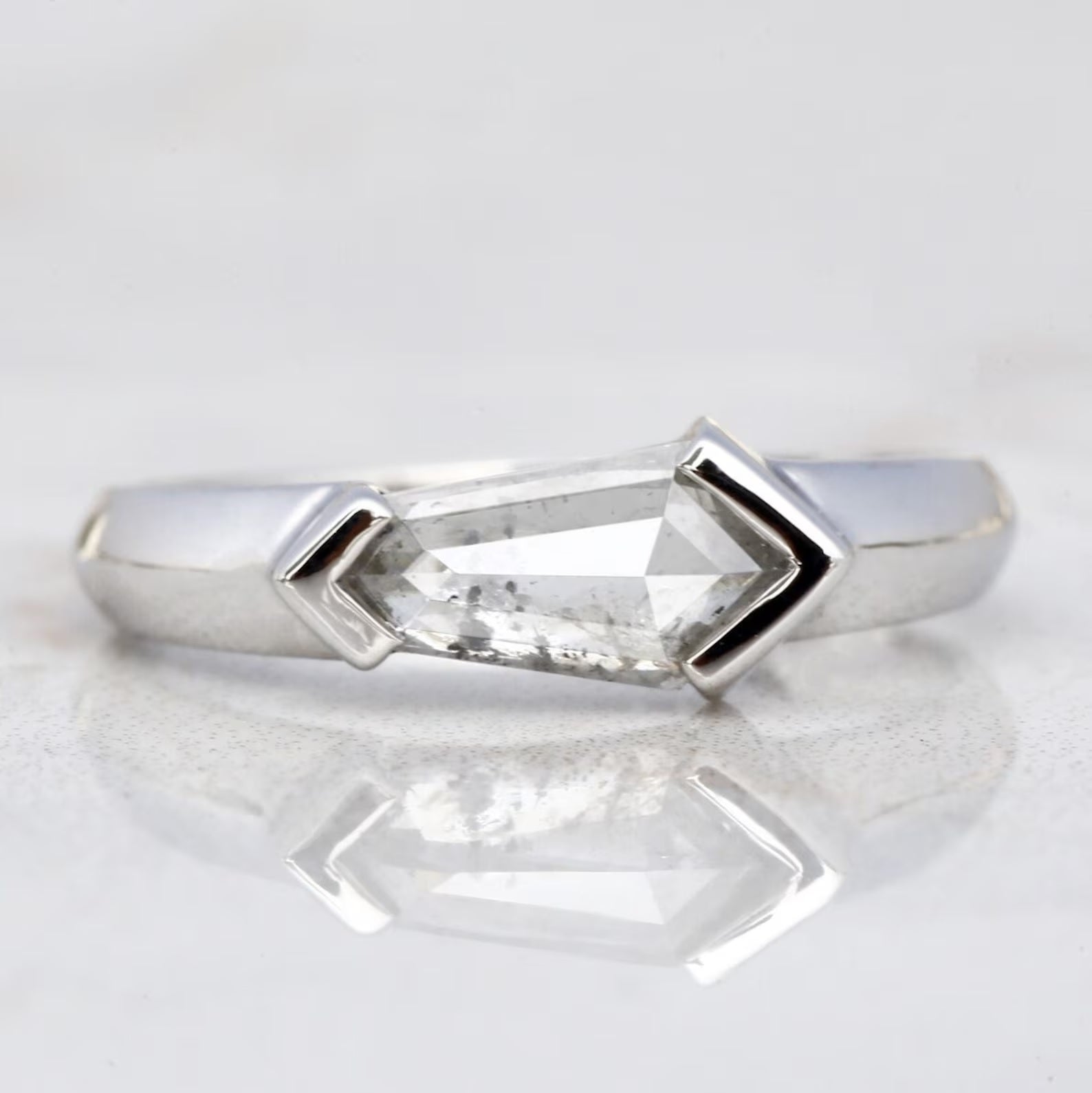 Salt and Pepper Diamond Ring, 14k Gold Engagement Ring, Natural Kite Gray Diamond Ring, Christmas Gift for Her