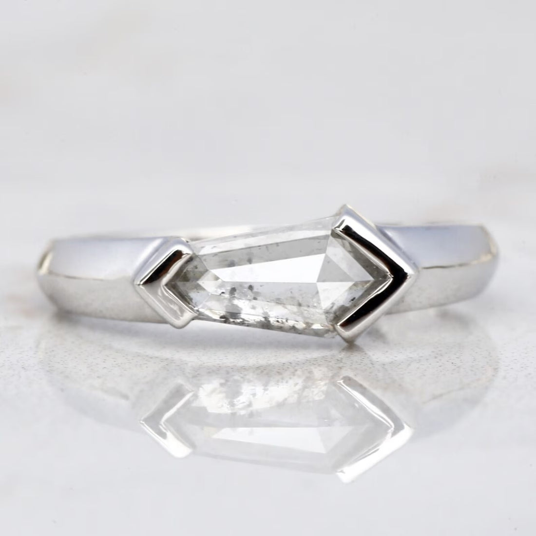 Salt and Pepper Diamond Ring, 14k Gold Engagement Ring, Natural Kite Gray Diamond Ring, Christmas Gift for Her