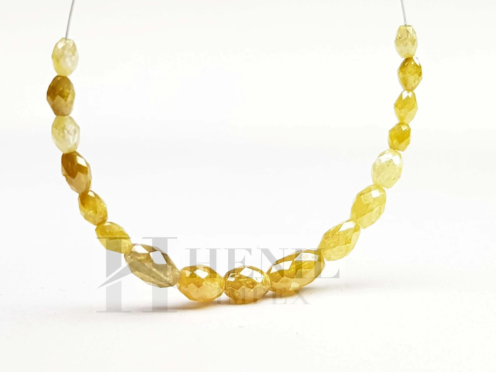 5.00 Ct 3.00-4.00 MM Natural Yellow Color Polished Drum Cut Loose Diamond Beads wt Drilled Hole for Necklace