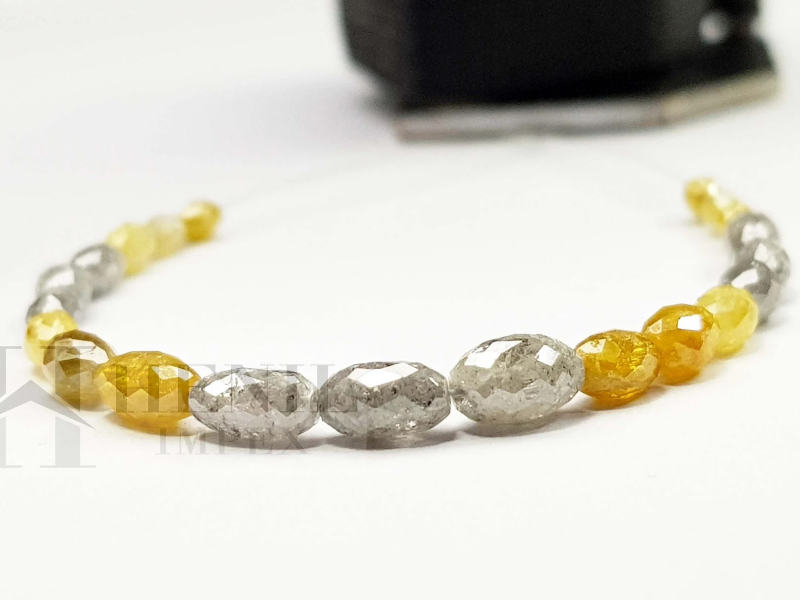 5.00 Ct 3.00-4.00 MM Natural Yellow Gray Color Polished Drum Cut Loose Diamond Beads wt Drilled Hole for Jewelry