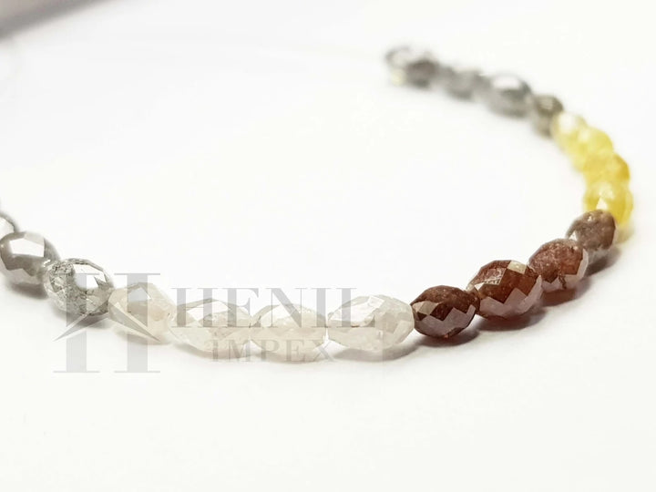 5.00 Ct Natural Multi Color Drum Cut Polished Loose Diamond Beads wt Drilled Hole for Jewelry