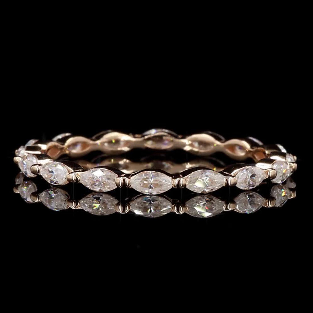 White Diamond Infinity Band, 14k Gold Natural Marquise Diamond Raw Ring, Unique Handmade Vintage Gold Jewelry, Cluster Ring, Gift for Women