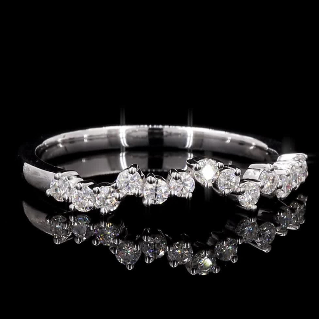 White Diamond Band, 14k Gold Natural Round Diamond Ring, Handmade Vintage Gold Jewelry, Cluster Ring, Gift for Her