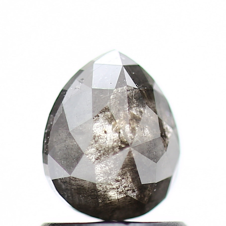 Salt and Pepper Diamond, 0.87 Ct Natural Gray Color Pear Cut Loose Diamond for Engagement Ring Jewelry
