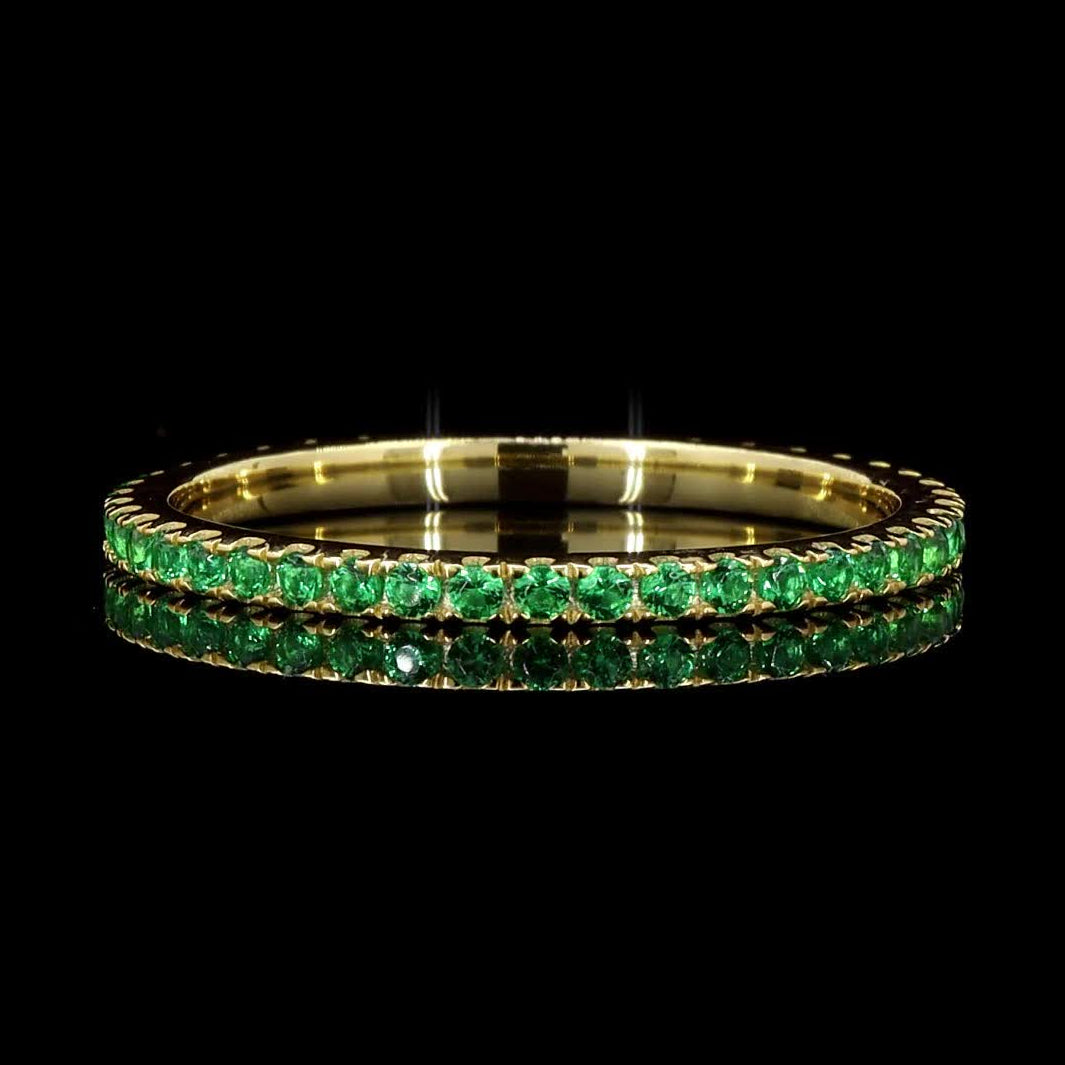 Natural Green Round Diamond 14k Gold Ring, Raw Diamond Dainty Ring, Handmade Vintage Gold Jewelry, Eternity Cluster Ring, Gift for Her