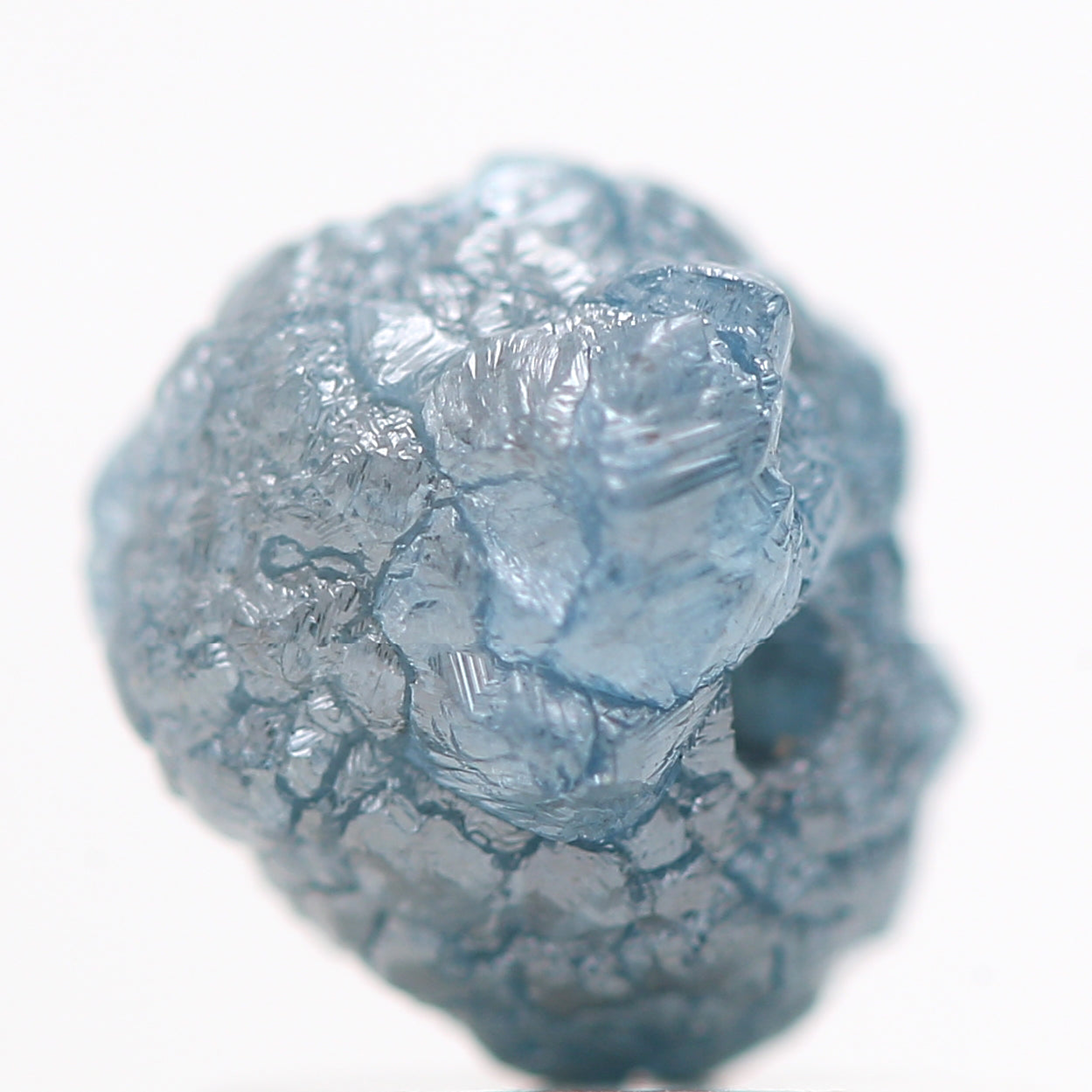 1.14 Carat Rare Natural Blue Color Rough Diamond Beads with 1 MM Drilled Hole for Jewelry