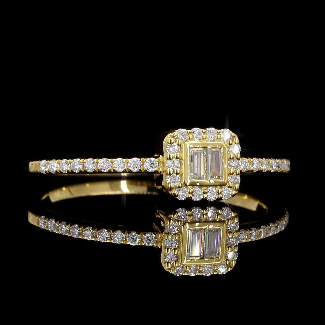 White Diamond Band, Natural Baguette Diamond 14k Gold Engagement Ring, Gift for Her