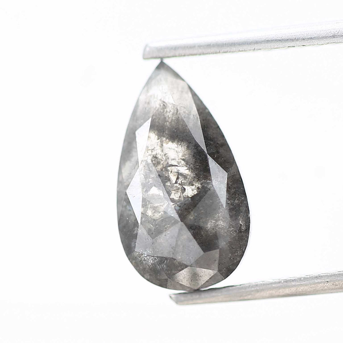 Salt and Pepper Diamond, 1.75 Ct Natural Gray Color Pear Cut Loose Diamond for Engagement Ring Jewelry