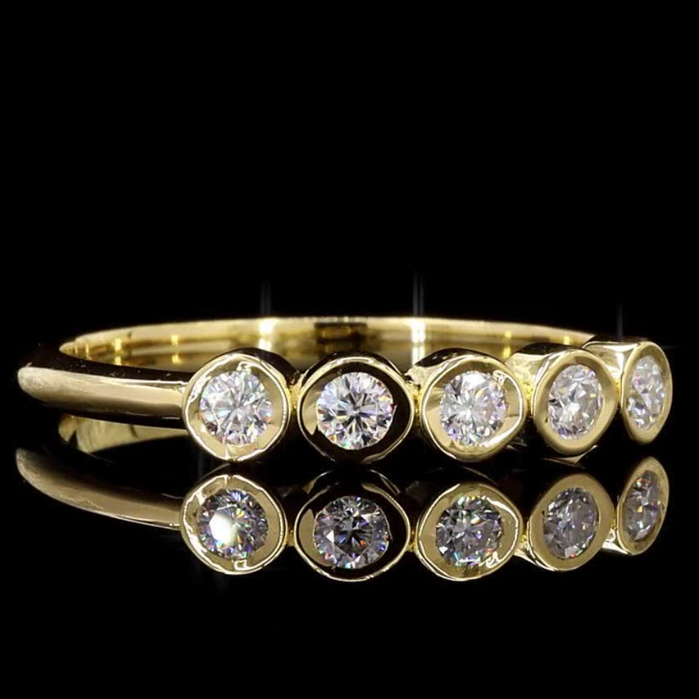 14k Gold White Diamond Ring, Natural Round Diamond Cluster, Unique Yellow Gold Jewelry, Rare Brilliant Cut Diamond Engagement Ring, Gift for Her