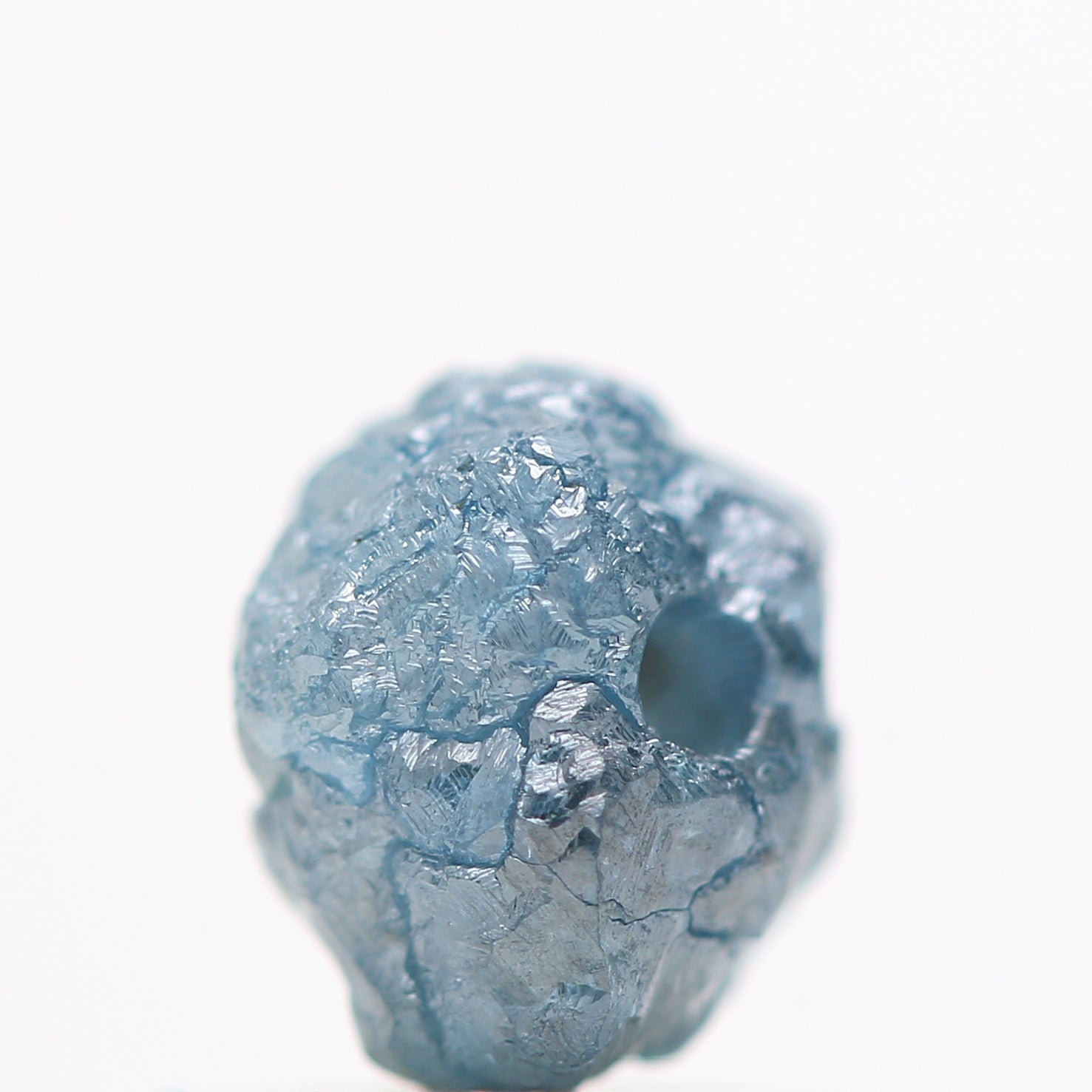 0.85 Carat Fancy Blue Color Rough Diamond Beads Wt 1 MM Drilled Hole