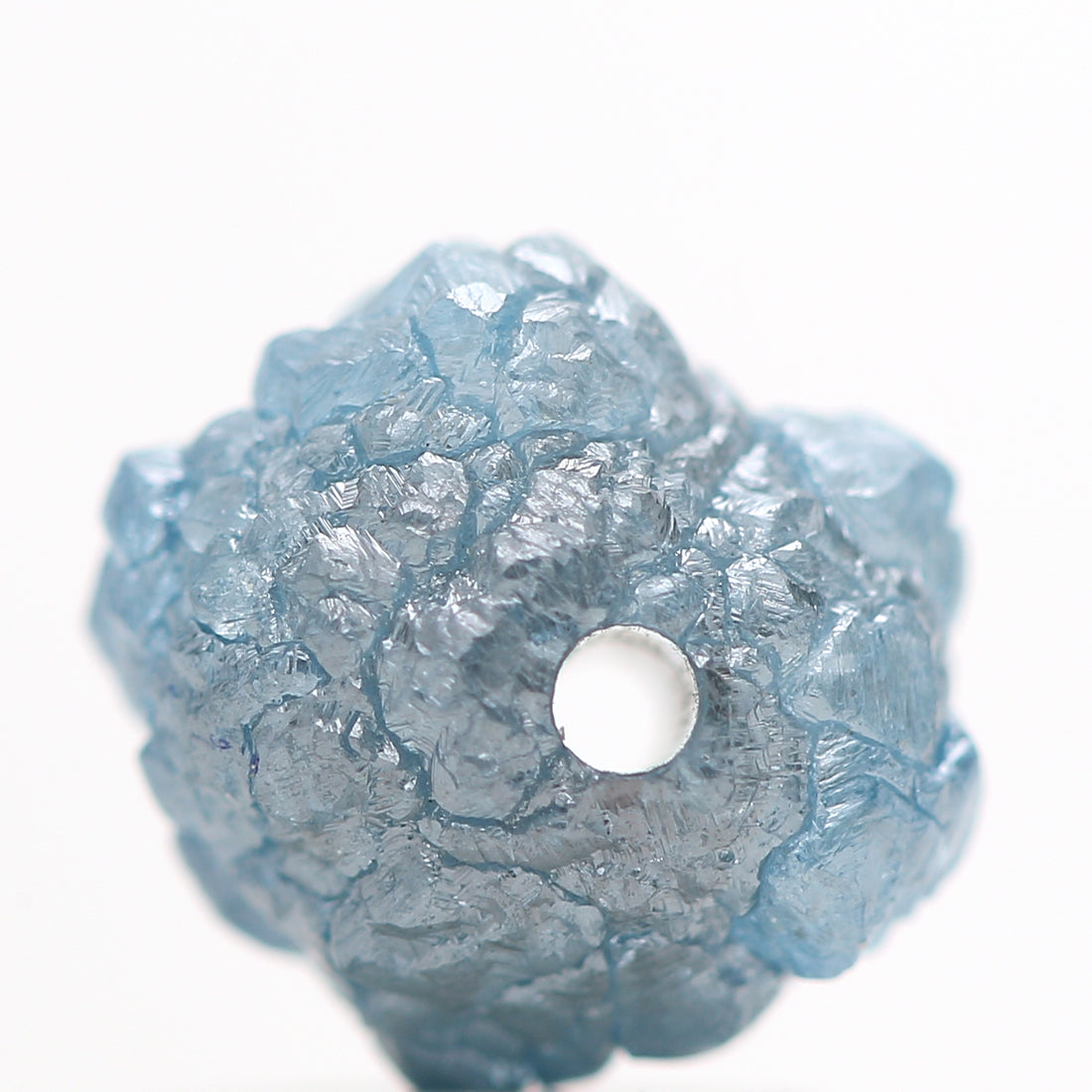 1.39 Carat Fancy Blue Color Rough Diamond Beads with 1 MM Drilled Hole, Natural Loose Diamonds