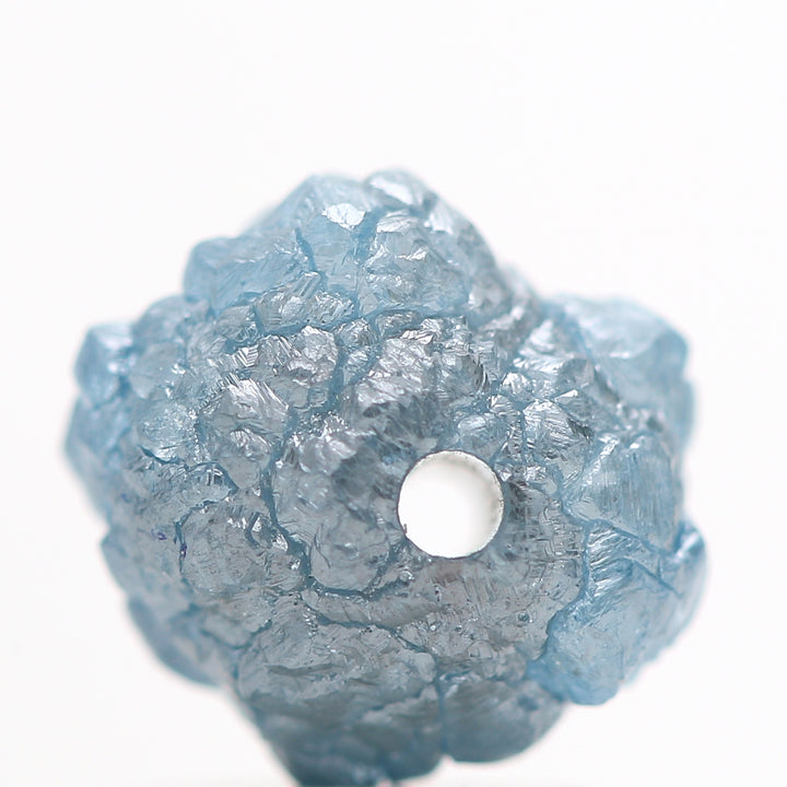 1.39 Carat Fancy Blue Color Rough Diamond Beads with 1 MM Drilled Hole, Natural Loose Diamonds