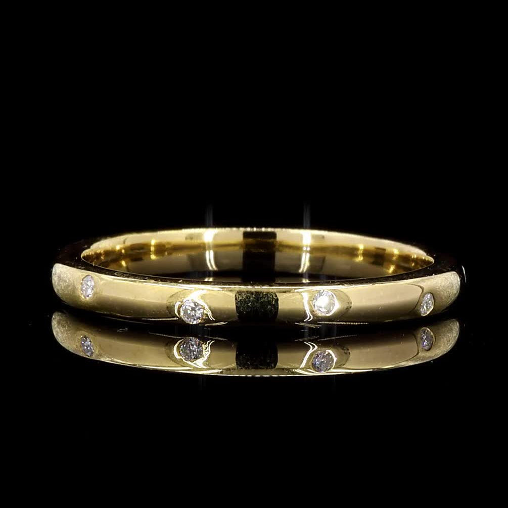 White Diamond Ring Band, 14k Gold Natural Raw Diamond Dainty Ring, Unique Handmade Vintage Gold Jewelry, Eternity Cluster Ring, Gift for Her