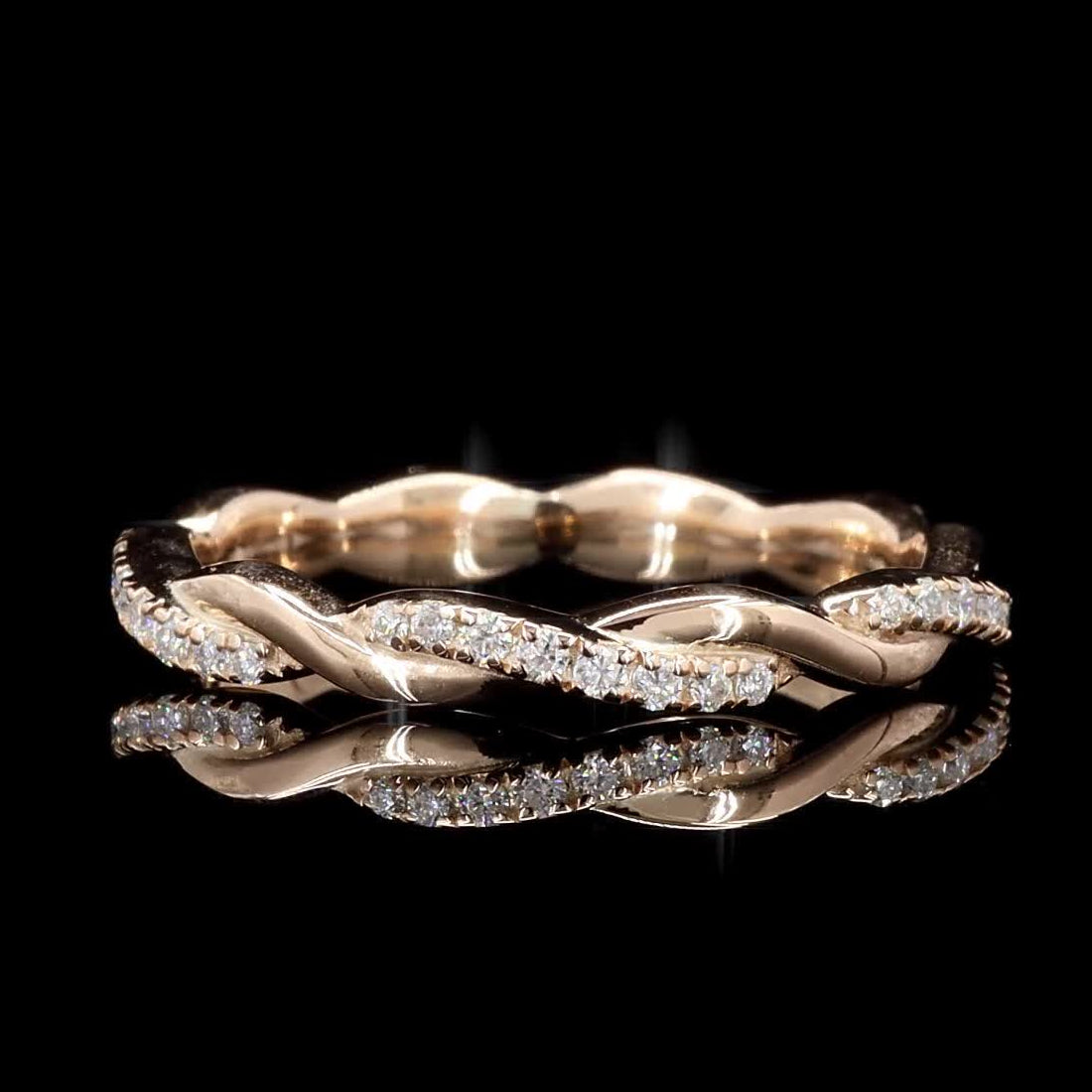 White Diamond Infinity Band, 14k Gold Natural Round Diamond Dainty Ring wt Certi, Handmade Vintage Gold Jewelry, Cluster Ring, Gift for Her