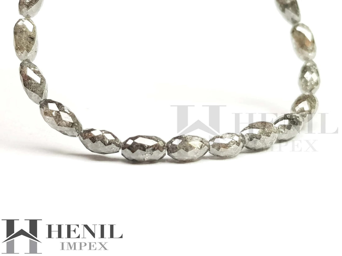 Salt and Pepper Diamond, 5.00 Ct Natural Gray Color Drum Cut Polished Loose Diamond Beads wt Drilled Hole for Jewelry