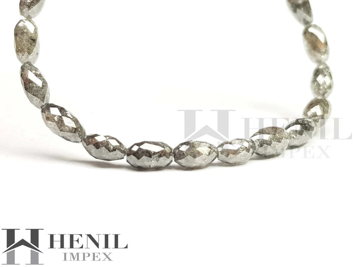 Salt and Pepper Diamond, 5.00 Ct Natural Gray Color Drum Cut Polished Loose Diamond Beads wt Drilled Hole for Jewelry