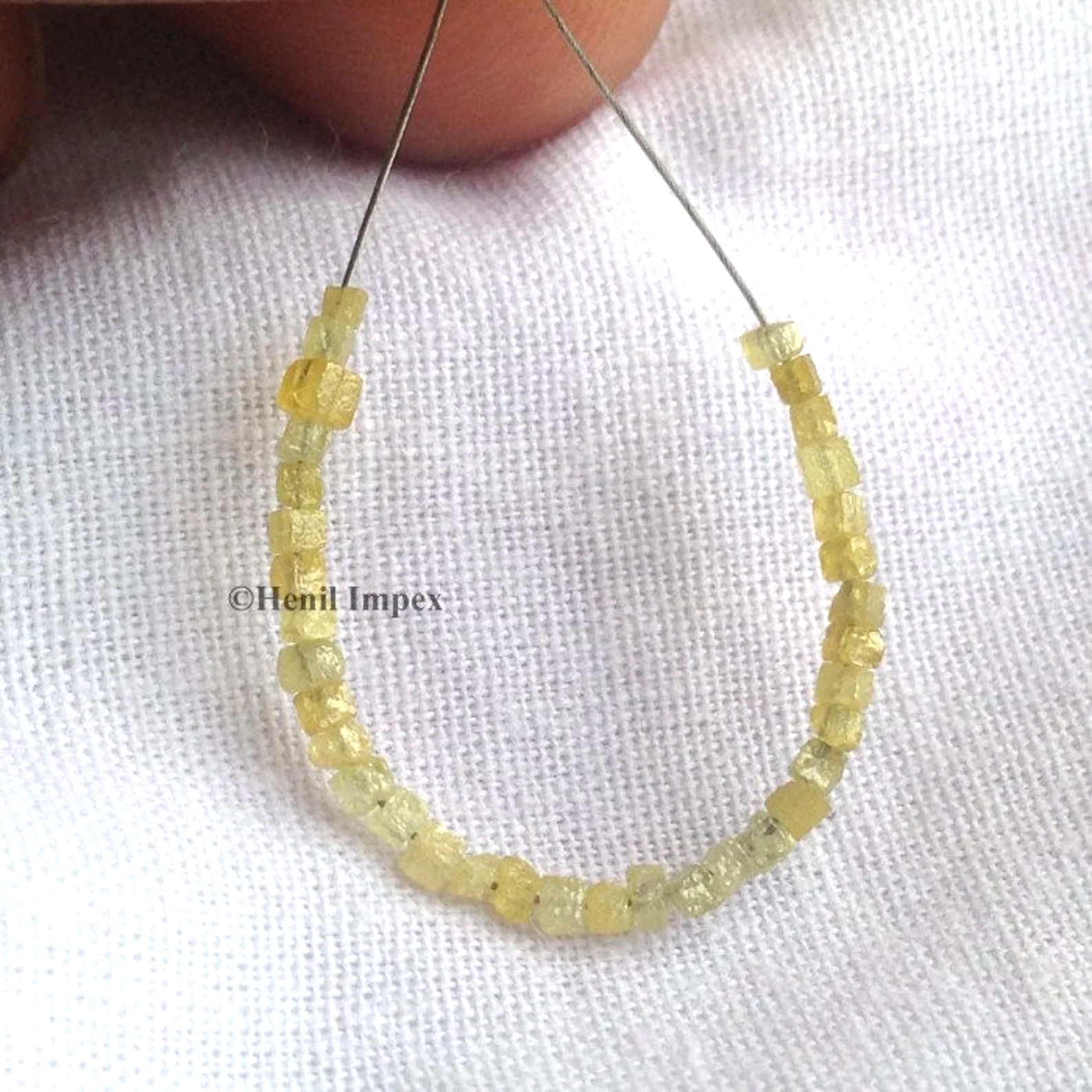 2.00 Ct 1.50-2.00 MM Natural Yellow Color Cube Raw Rough Loose Diamond Beads wt Drilled Hole for Jewelry