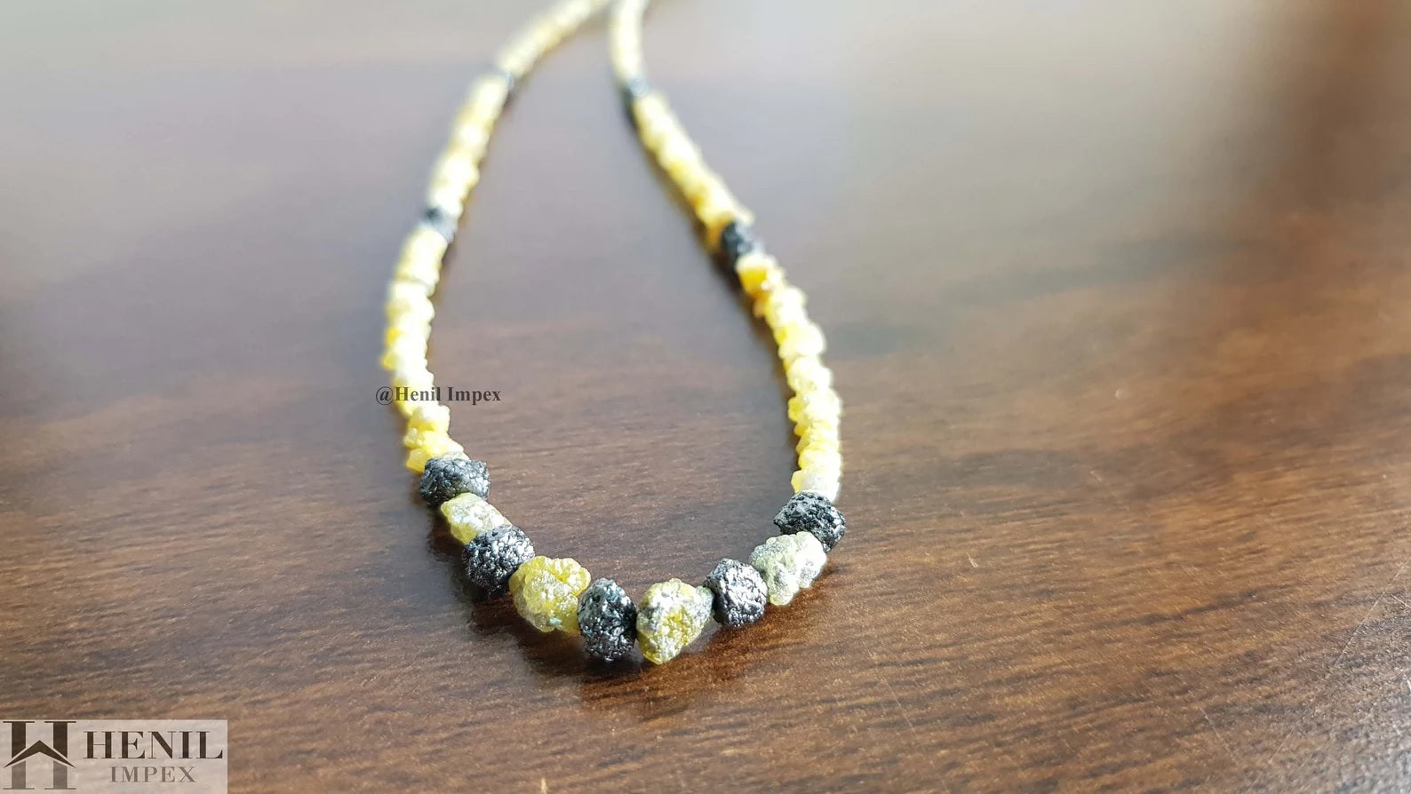 30.00 Ct Unique Yellow Rough Diamond, Earth Mined Raw Uncut Loose Diamond, 2.00-3.50 mm Size 16" Strand Chain Necklace, Conflict Free Rough Diamonds