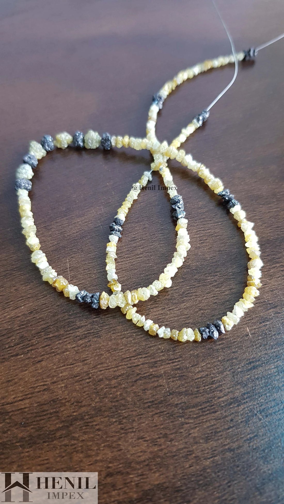30.00 Ct Unique Yellow Rough Diamond, Earth Mined Raw Uncut Loose Diamond, 2.00-3.50 mm Size 16" Strand Chain Necklace, Conflict Free Rough Diamonds