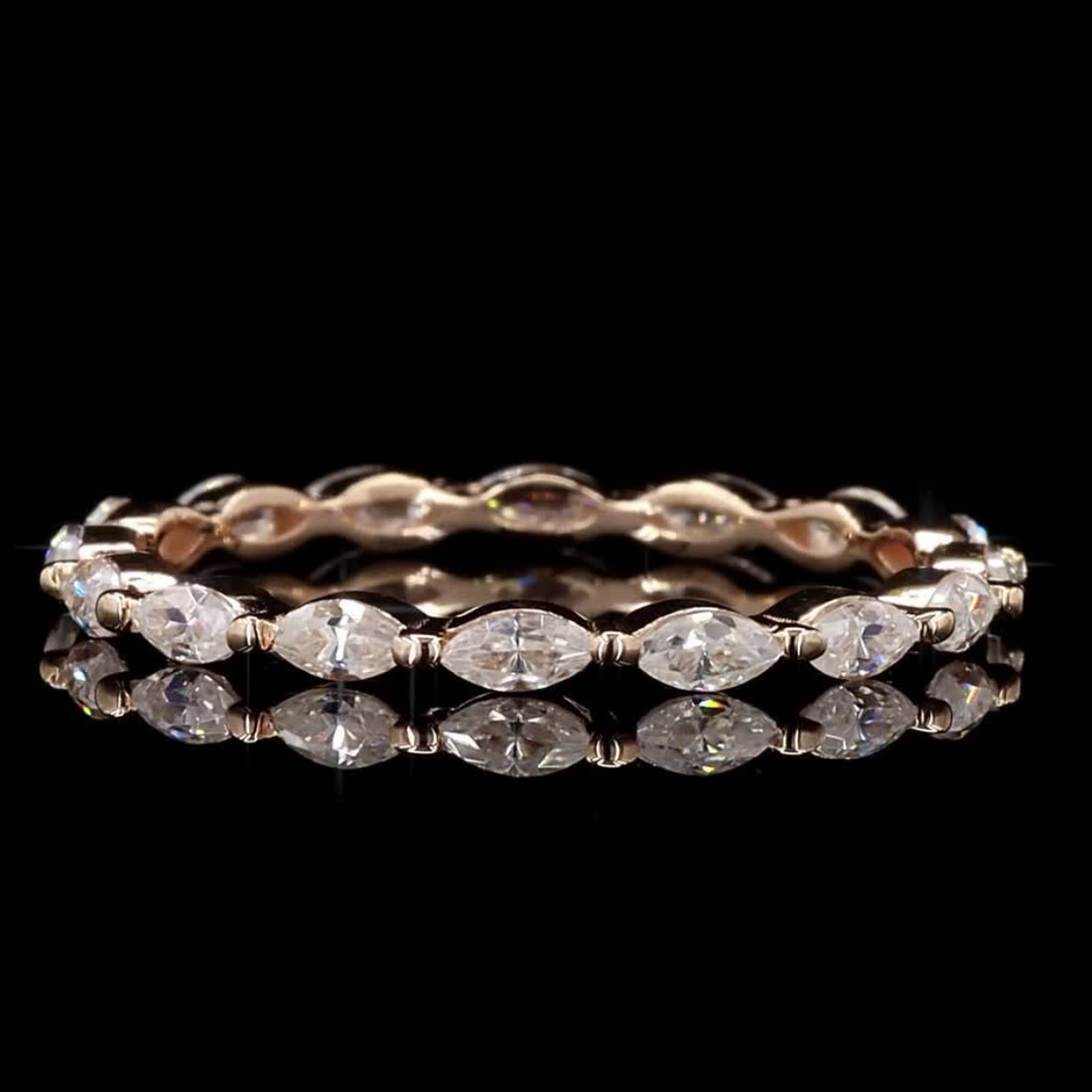 White Diamond Infinity Band, 14k Gold Natural Marquise Diamond Raw Ring, Unique Handmade Vintage Gold Jewelry, Cluster Ring, Gift for Women