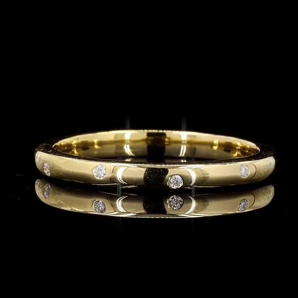White Diamond Ring Band, 14k Gold Natural Raw Diamond Dainty Ring, Unique Handmade Vintage Gold Jewelry, Eternity Cluster Ring, Gift for Her