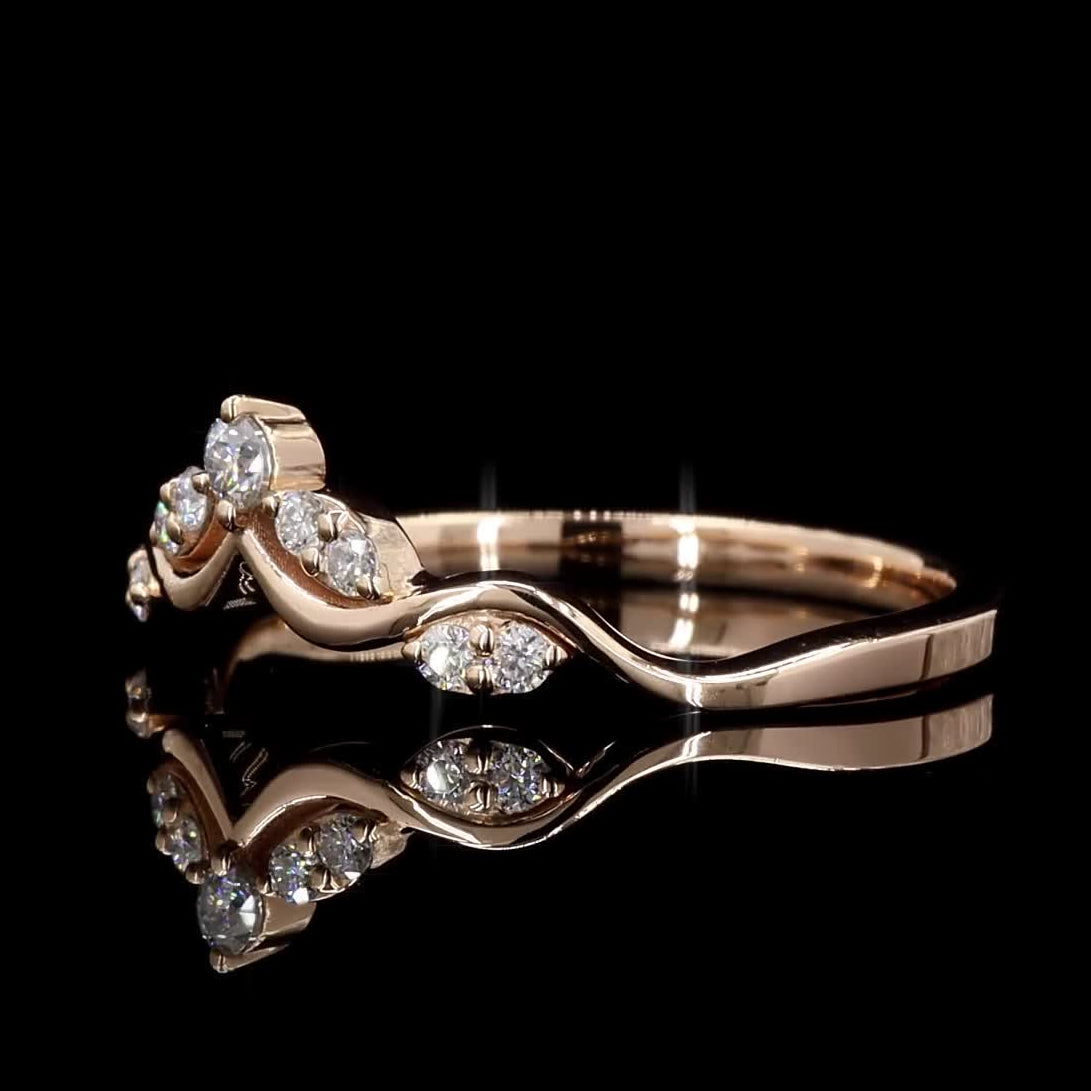 White Diamond Infinity Band, 14k Gold Natural Round Diamond Ring, Rare Handmade Vintage Gold Jewelry, Cluster Ring, Gift for Women