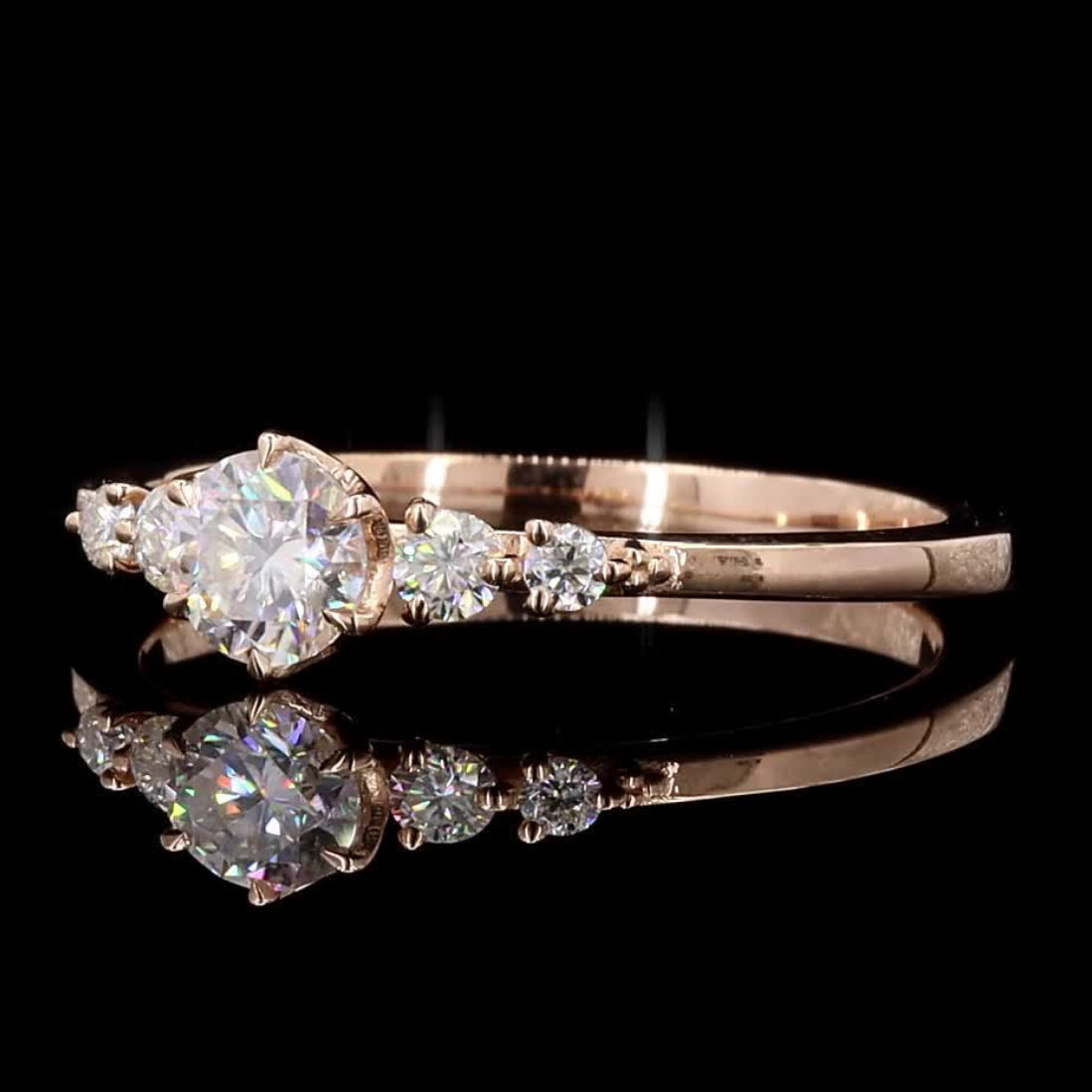 White Diamond Ring, 14k Gold Natural Round Diamond Ring, Handmade Vintage Gold Jewelry, Unique Ring, Gift for Her, Certified Diamond Ring