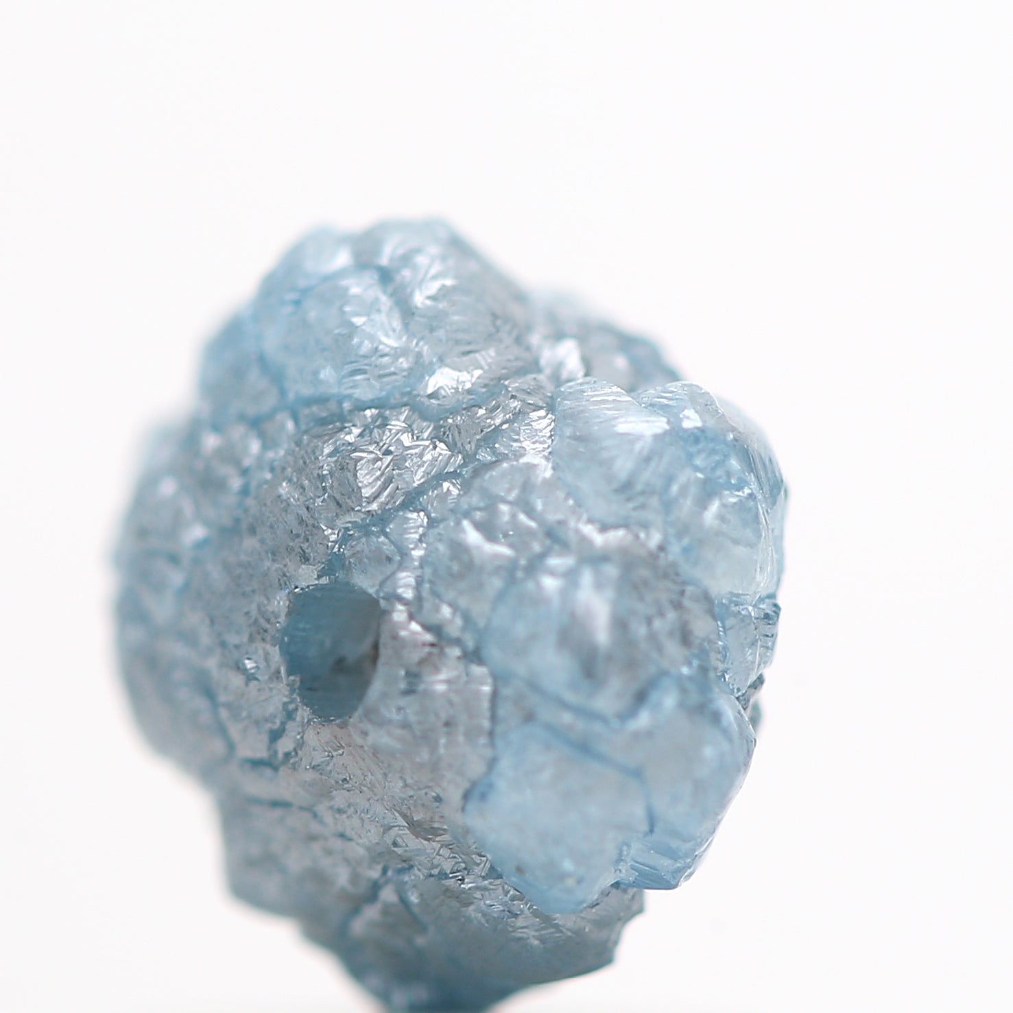 1.39 Carat Fancy Blue Color Rough Diamond Beads with 1 MM Drilled Hole, Natural Loose Diamonds