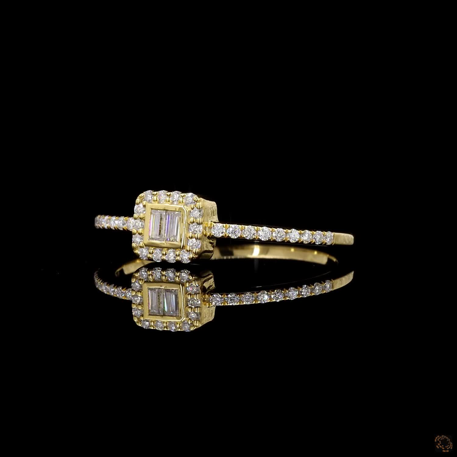 White Diamond Band, Natural Baguette Diamond 14k Gold Engagement Ring, Gift for Her