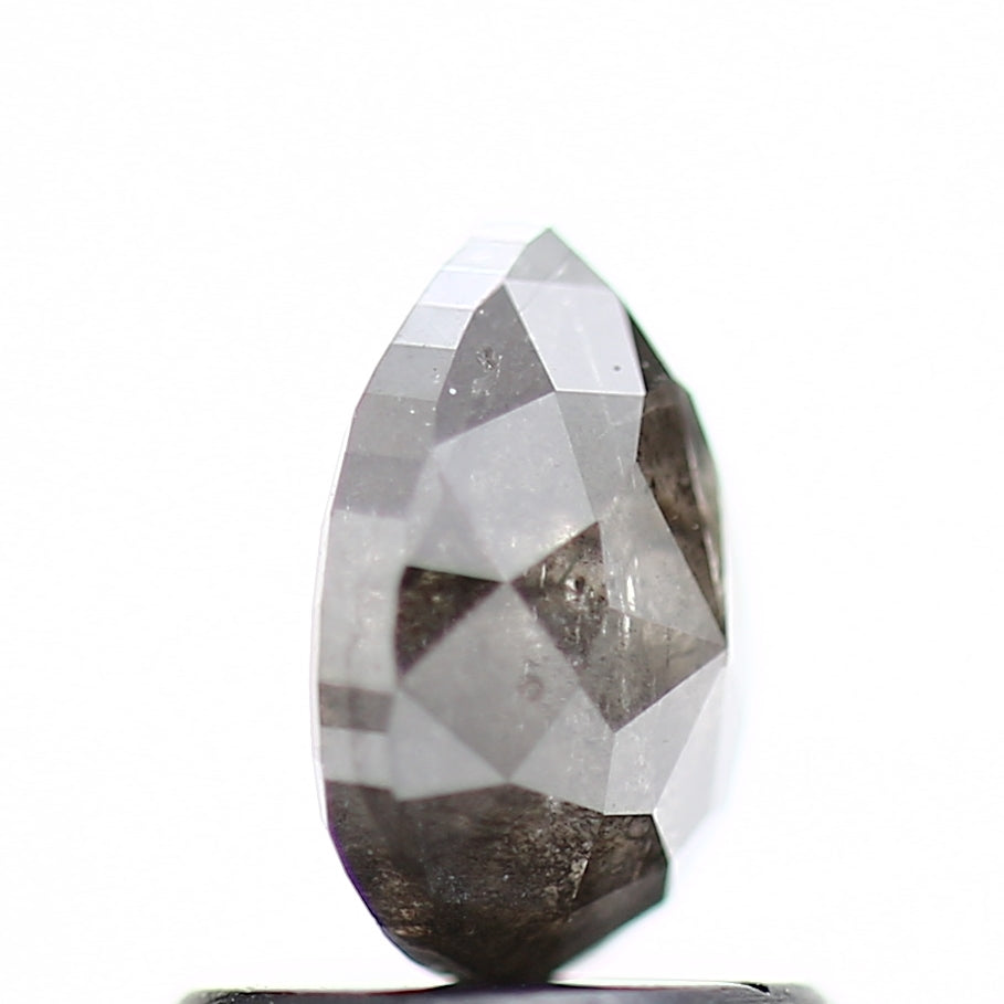 Salt and Pepper Diamond, 0.87 Ct Natural Gray Color Pear Cut Loose Diamond for Engagement Ring Jewelry