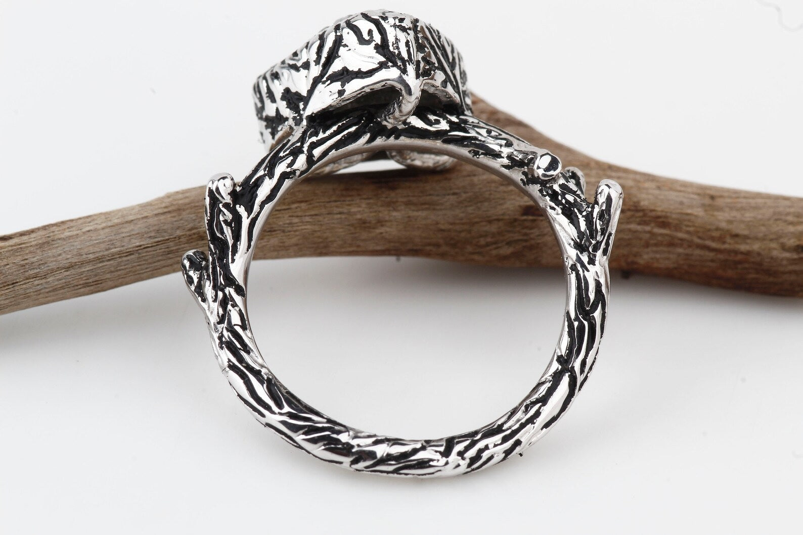 Rough Diamond Ring 14K Gold Engagement Ring, Natural Gray Trillion Diamond Ring, Gift for Her