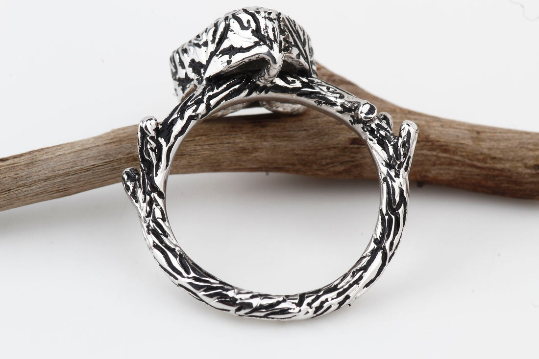 Rough Diamond Ring 14K Gold Engagement Ring, Natural Gray Trillion Diamond Ring, Gift for Her