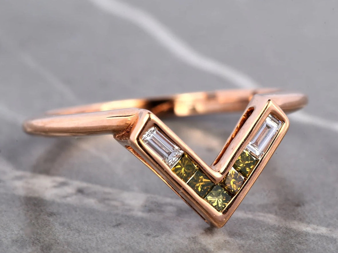 Pink Princess Diamond Ring, 14K Gold Engagement Ring, Natural Green Diamond Ring, Gift for Her