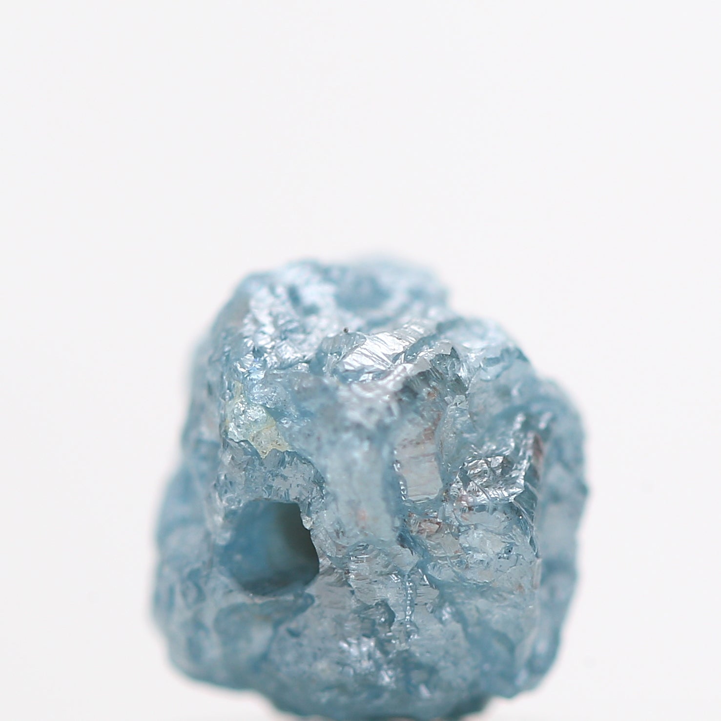 Fancy Blue Color Rough Diamond Beads with 1 MM Drilled Hole, Natural Loose Diamond, Blue Diamond, 0.93 Carat
