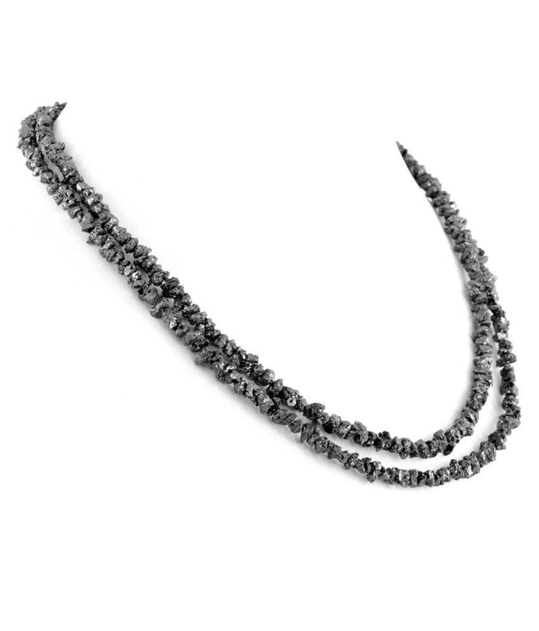 2 Strand Natural Rough Diamond 20 Carat Rare Fancy Jet Black Color Raw Loose Diamonds Beads 16" Strand / Necklace Chain