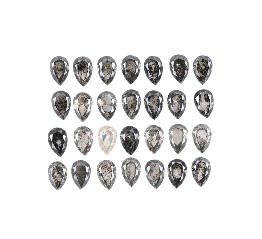 1.00 ct Natural Salt and Pepper Diamond – Pear Cut, 4.00 x 2.50 mm Loose Gemstone
