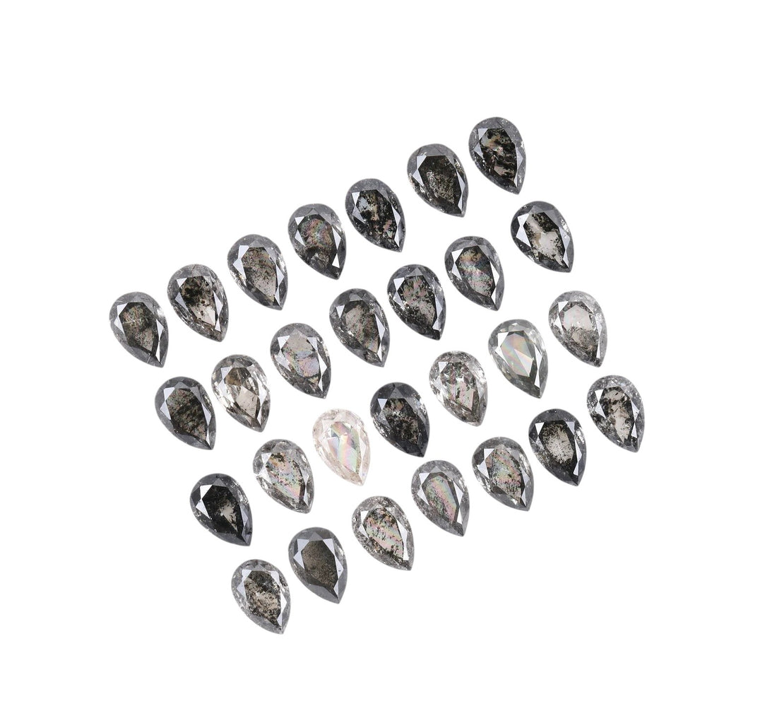 1.00 ct Natural Salt and Pepper Diamond – Pear Cut, 4.00 x 2.50 mm Loose Gemstone