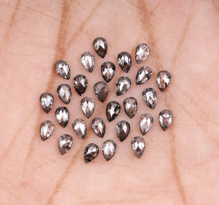 1.00 ct Natural Salt and Pepper Diamond – Pear Cut, 3.0 x 2.0 mm Loose Gemstone