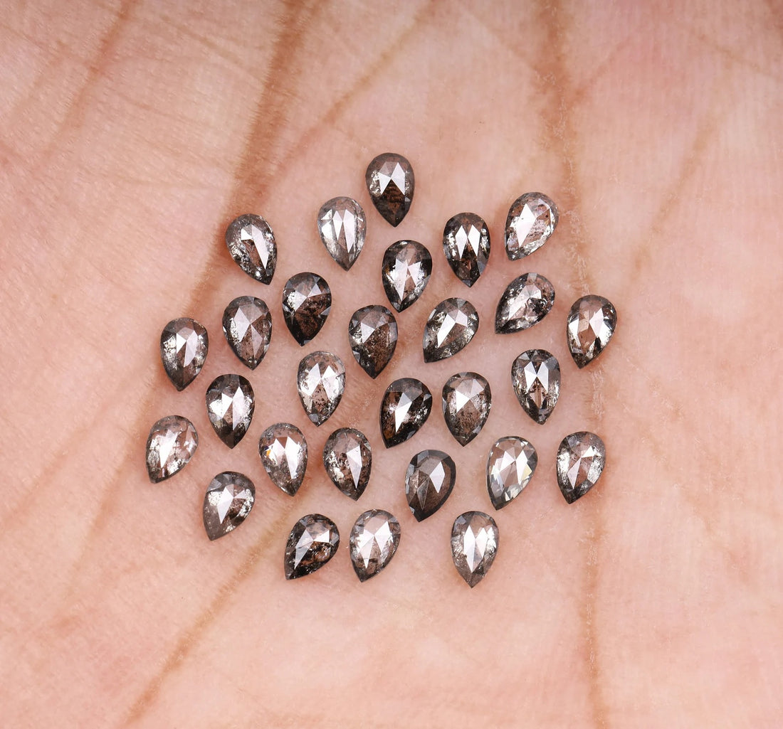 1.00 ct Natural Salt and Pepper Diamond – Pear Cut, 4.00 x 2.50 mm Loose Gemstone