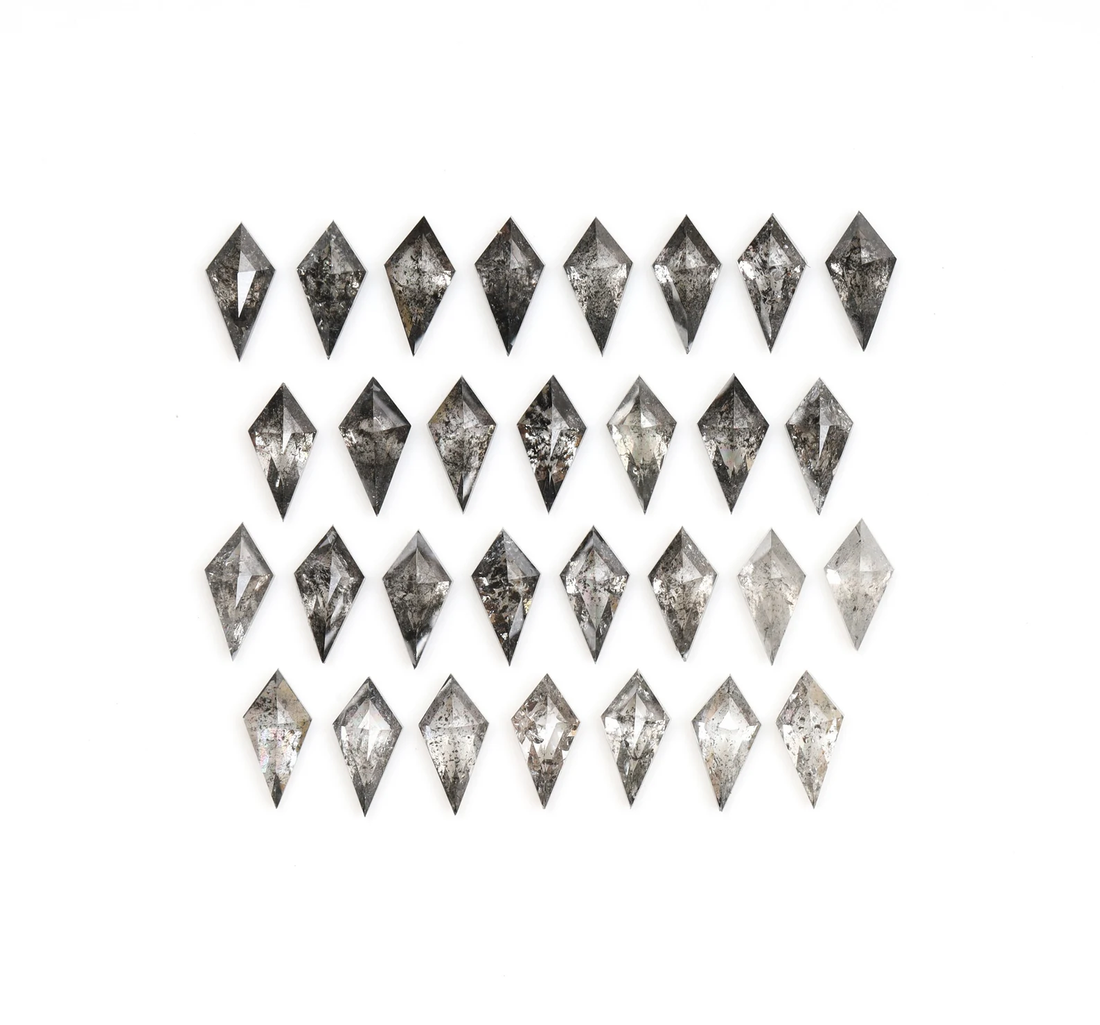 1.00 ct Natural Salt and Pepper Diamond – Kite Cut, 5.0 x 3.0 mm Loose Gemstone for Jewelry