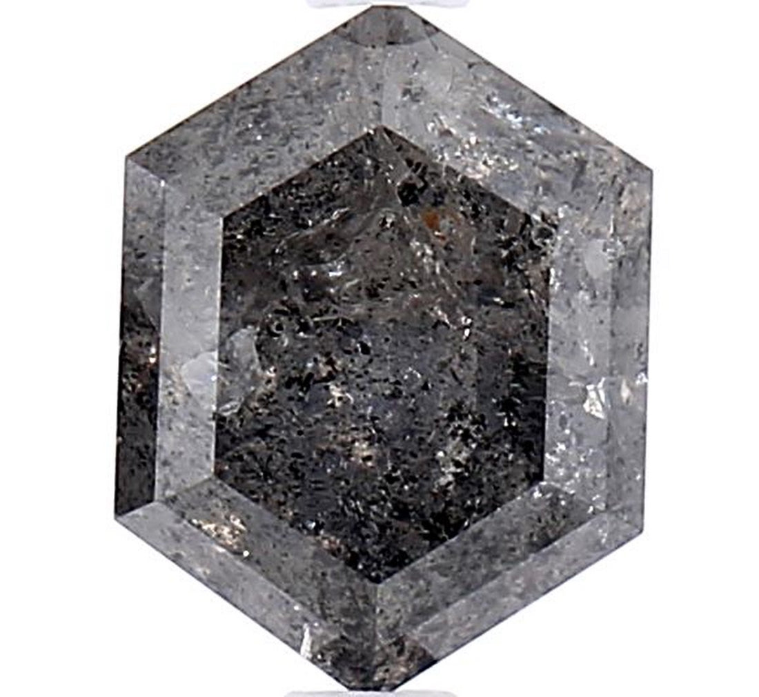 1.75 Carat Salt and Pepper Diamond, Natural Gray Color Hexagon Loose Diamond for Engagement Ring