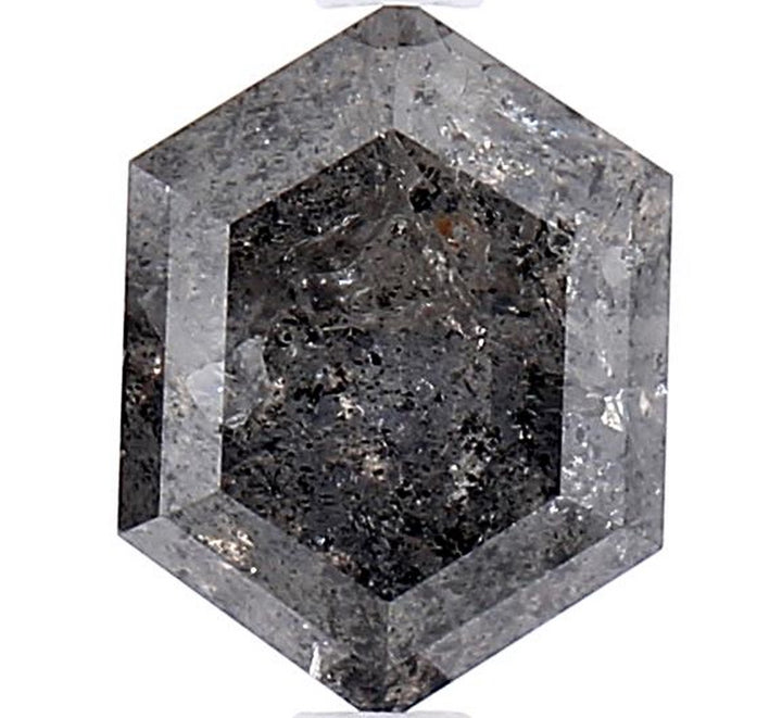 1.75 Carat Salt and Pepper Diamond, Natural Gray Color Hexagon Loose Diamond for Engagement Ring