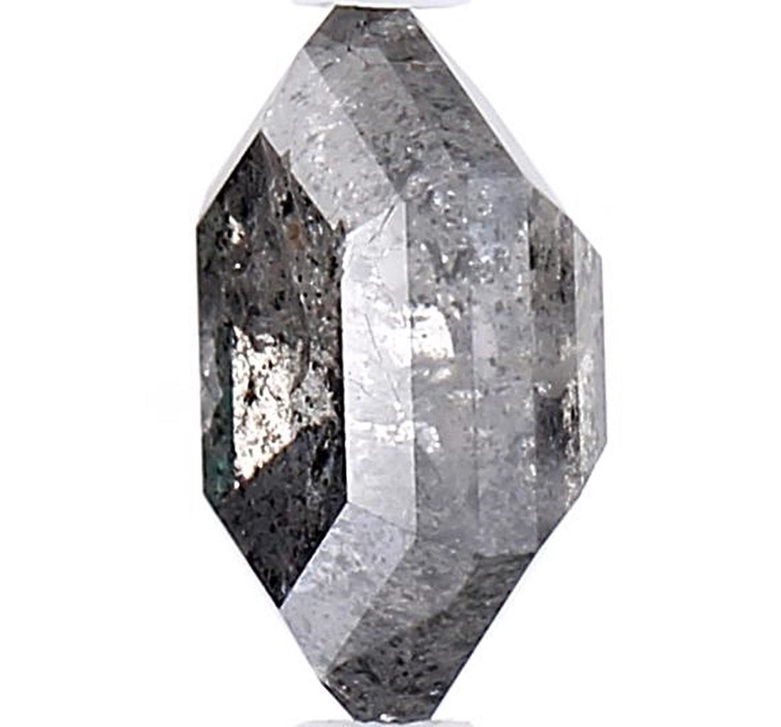 1.75 Carat Salt and Pepper Diamond, Natural Gray Color Hexagon Loose Diamond for Engagement Ring
