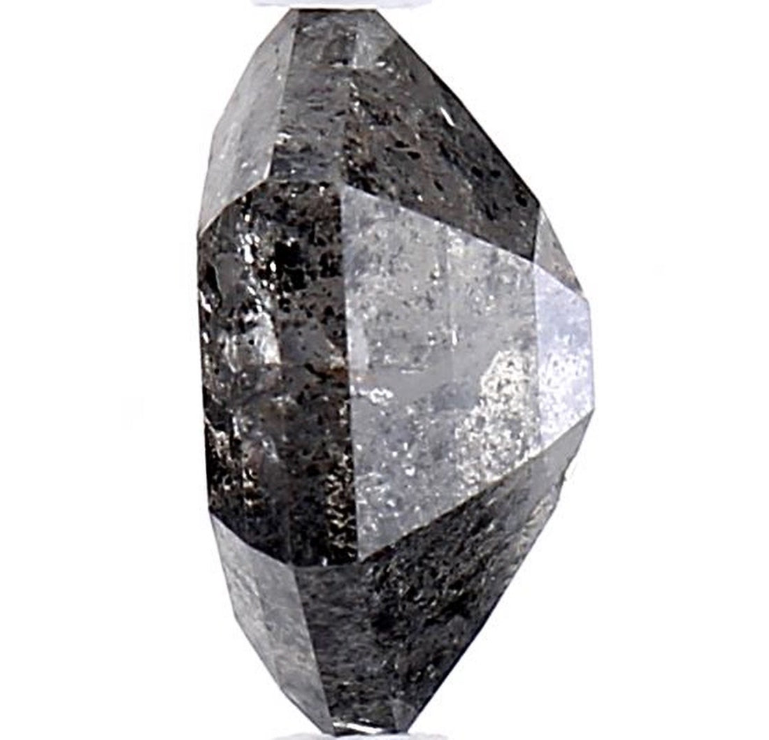 1.75 Carat Salt and Pepper Diamond, Natural Gray Color Hexagon Loose Diamond for Engagement Ring