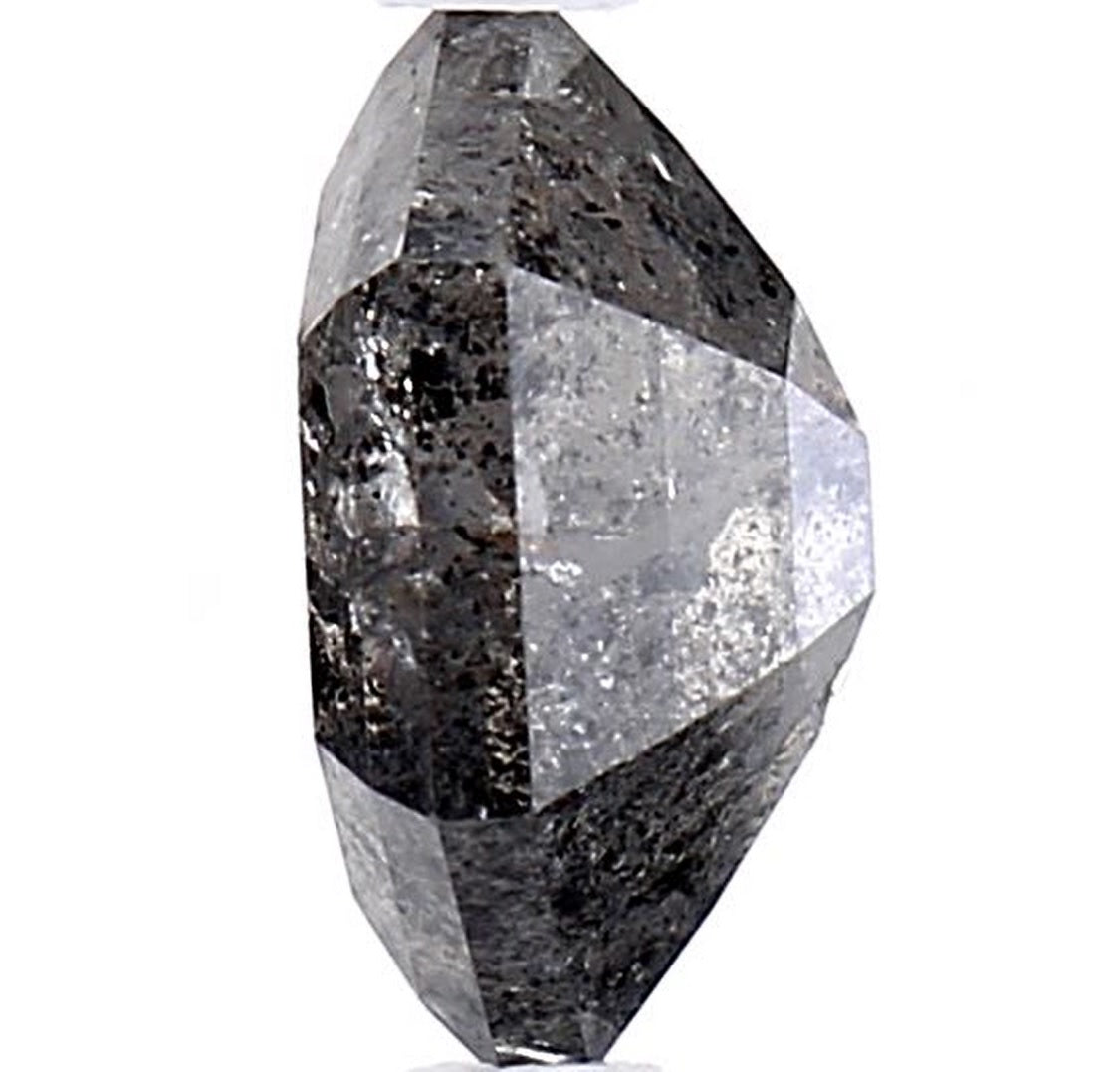 1.75 Carat Salt and Pepper Diamond, Natural Gray Color Hexagon Loose Diamond for Engagement Ring